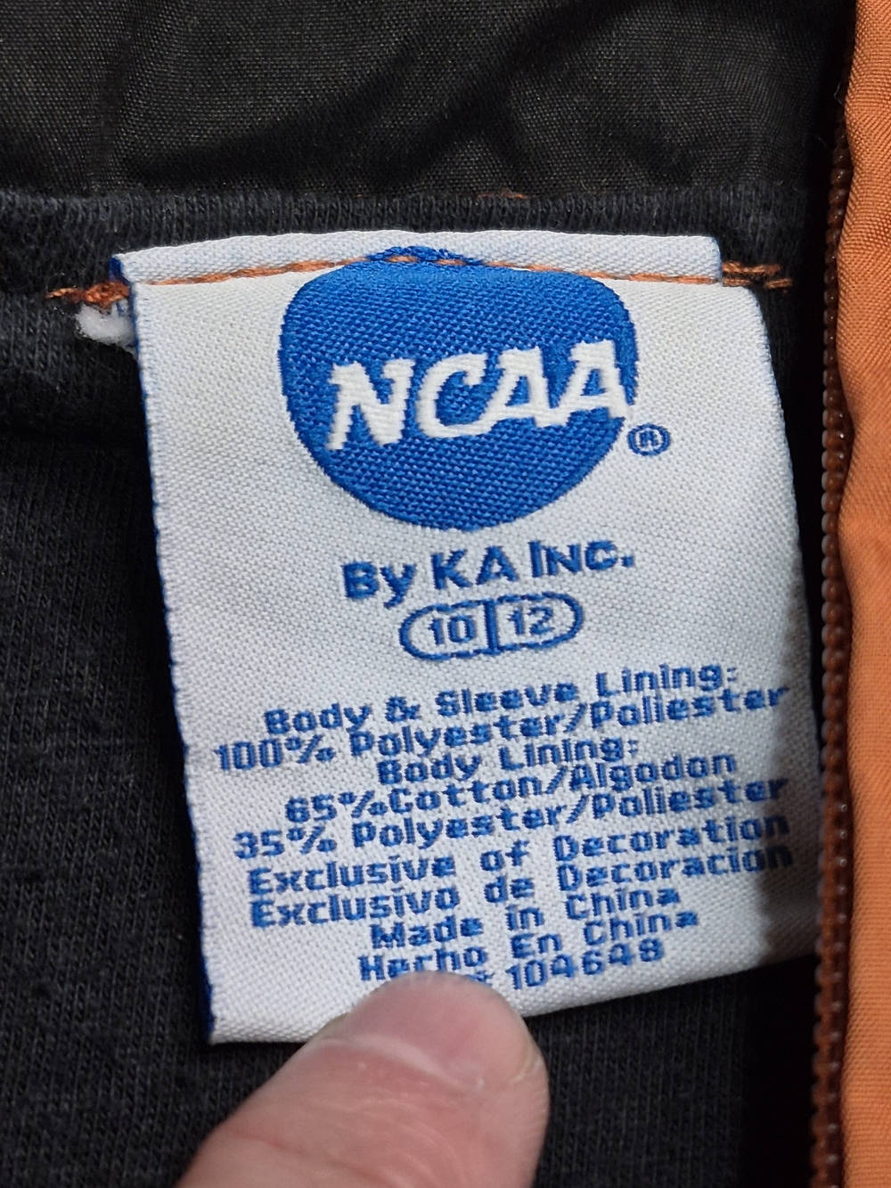 NCAA Texas Longhorns Orange Pullover Jacket with Black Accents - Picture 6 of 6